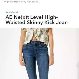 American eagle, deep sea blue, next level stretch hi rise skinny kick, size 8 xs